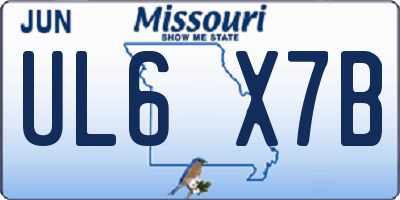 MO license plate UL6X7B