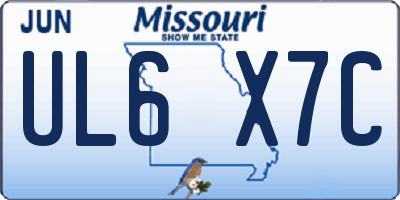 MO license plate UL6X7C