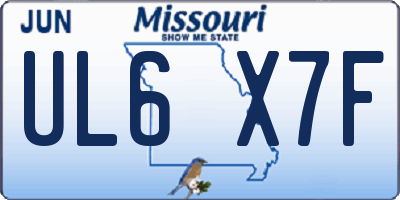 MO license plate UL6X7F