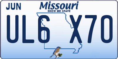 MO license plate UL6X7O