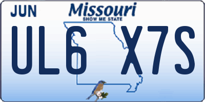 MO license plate UL6X7S