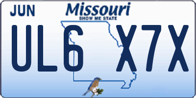 MO license plate UL6X7X