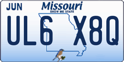 MO license plate UL6X8Q