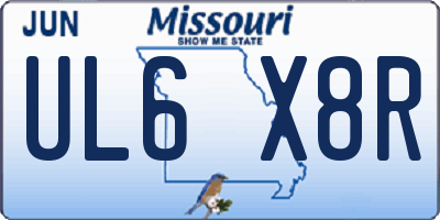 MO license plate UL6X8R
