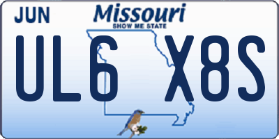 MO license plate UL6X8S