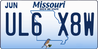 MO license plate UL6X8W