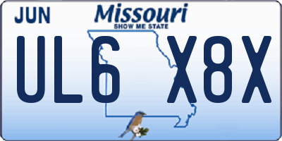 MO license plate UL6X8X