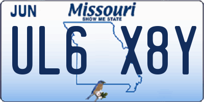MO license plate UL6X8Y