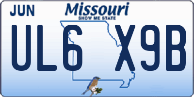 MO license plate UL6X9B