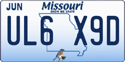 MO license plate UL6X9D