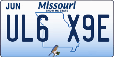 MO license plate UL6X9E