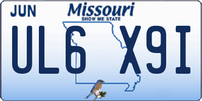 MO license plate UL6X9I