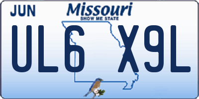 MO license plate UL6X9L