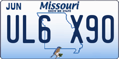 MO license plate UL6X9O
