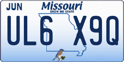 MO license plate UL6X9Q