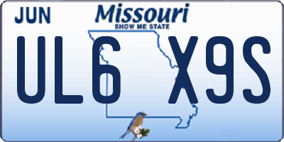 MO license plate UL6X9S