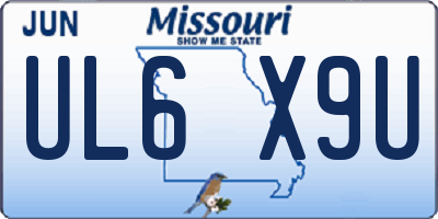 MO license plate UL6X9U