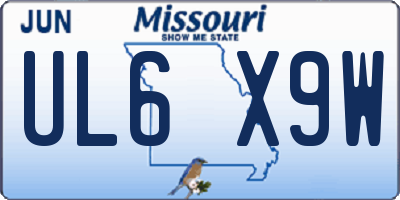 MO license plate UL6X9W