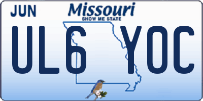 MO license plate UL6Y0C