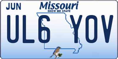MO license plate UL6Y0V