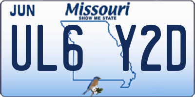 MO license plate UL6Y2D