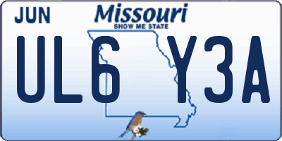MO license plate UL6Y3A