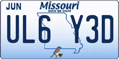 MO license plate UL6Y3D