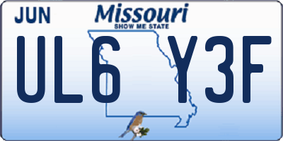 MO license plate UL6Y3F