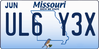 MO license plate UL6Y3X