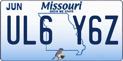 MO license plate UL6Y6Z