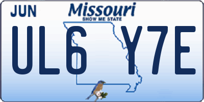 MO license plate UL6Y7E