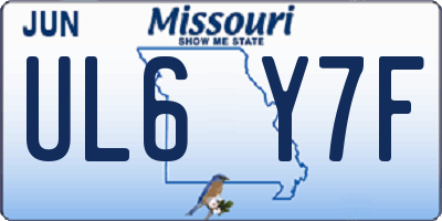 MO license plate UL6Y7F
