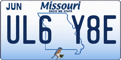 MO license plate UL6Y8E