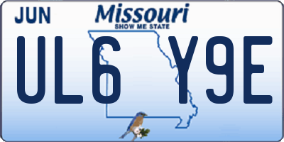 MO license plate UL6Y9E