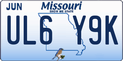 MO license plate UL6Y9K