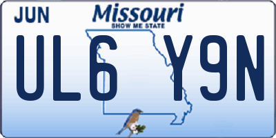 MO license plate UL6Y9N