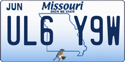 MO license plate UL6Y9W