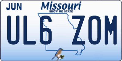 MO license plate UL6Z0M