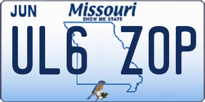MO license plate UL6Z0P