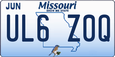 MO license plate UL6Z0Q