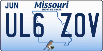 MO license plate UL6Z0V