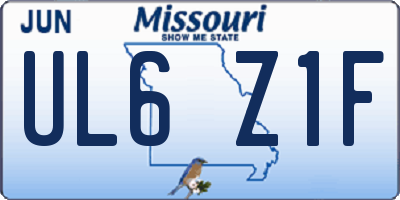 MO license plate UL6Z1F