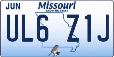 MO license plate UL6Z1J