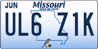 MO license plate UL6Z1K