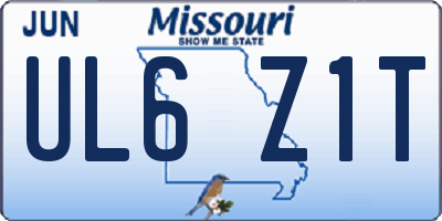 MO license plate UL6Z1T