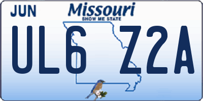 MO license plate UL6Z2A