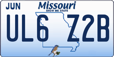 MO license plate UL6Z2B