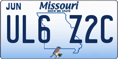 MO license plate UL6Z2C
