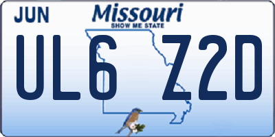 MO license plate UL6Z2D