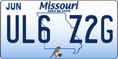 MO license plate UL6Z2G